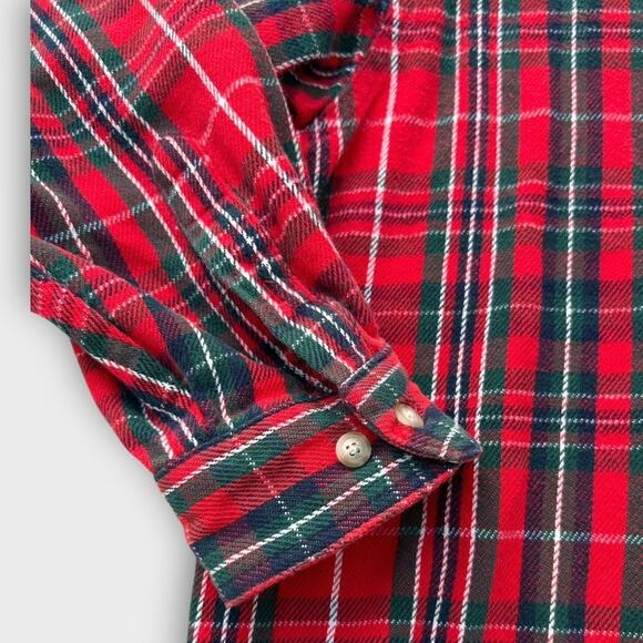 Vintage Eddie Bauer Red Plaid Flannel Shirt Men's XL Rockabilly Gorpcore Holiday - Picture 4 of 9